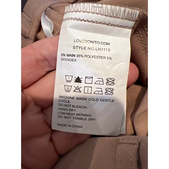 Love, Bonito Calynn Textured Twill Barrel Pants Taupe / Pink Women's 2 - Picture 11 of 14